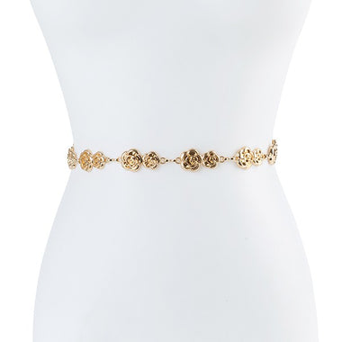 PRETTY FLOWER METAL CHAIN WAISTBAND BELT