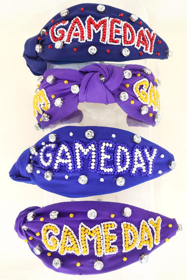 JEWELED GAME DAY BEADED KNOTTED HEADBAND