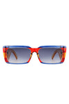 Rectangle Flat Top Retro Tinted Chunky Sunglasses