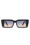 Rectangle Flat Top Retro Tinted Chunky Sunglasses