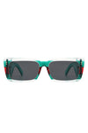 Rectangle Flat Top Retro Tinted Chunky Sunglasses