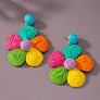 Large raffia straw flower drop earrings