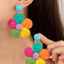 Large raffia straw flower drop earrings
