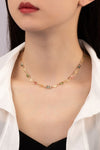 Multi color gem butterfly delicate collar necklace