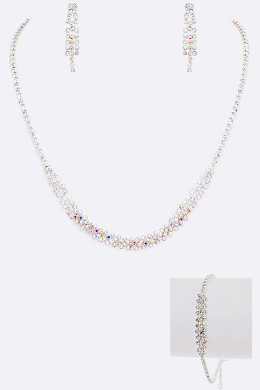 3 PC Rhinestone Evening Collar Necklace Set
