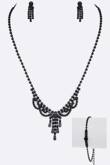 3 PC Evening Rhinestone Necklace Set