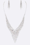 Long Fringe Rhinestone Evening Necklace Set