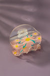 Clear lucite hair claw clip with flower prints