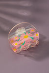 Clear lucite hair claw clip with flower prints