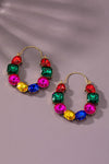 multi color gem stone hoop earrings