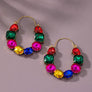multi color gem stone hoop earrings