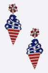 USA Flag Beaded Ice Cream Cone Earrings