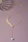 Asymmetric chain necklace with pearl drop