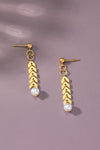 chevron chain drop earrings with pearl