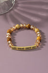 semi precious stone bracelet with sassy metal bar