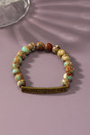 semi precious stone bracelet with sassy metal bar