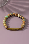 semi precious stone bracelet with sassy metal bar