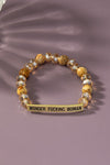 semi precious stone bracelet with sassy metal bar