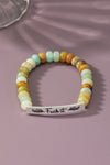 semi precious stone bracelet with sassy metal bar