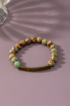 semi precious stone bracelet with sassy metal bar