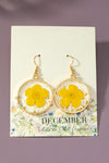 Birth month dried flower drop earrings