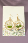 Birth month dried flower drop earrings