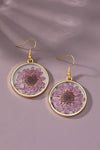 Birth month dried flower drop earrings