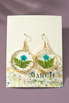 Birth month dried flower drop earrings