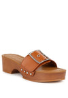 Mindy Buckle Strap Leather Slip Ons