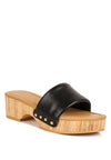 Minny Textured Heel Leather Slip On Sandals