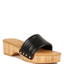 Minny Textured Heel Leather Slip On Sandals