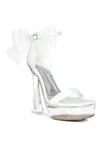 Kiri Satin Clear High Heeled Bow Sandals