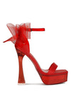 Kiri Satin Clear High Heeled Bow Sandals