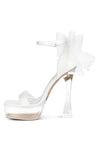 Kiri Satin Clear High Heeled Bow Sandals