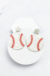 GLITTER LEATHER SPORTS BALL POST EARRING