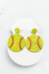 GLITTER LEATHER SPORTS BALL POST EARRING