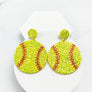 GLITTER LEATHER SPORTS BALL POST EARRING