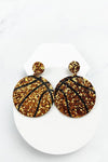 GLITTER LEATHER SPORTS BALL POST EARRING