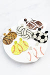 GLITTER LEATHER SPORTS BALL POST EARRING