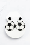 GLITTER LEATHER SPORTS BALL POST EARRING