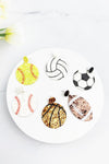 GLITTER LEATHER SPORTS BALL POST EARRING