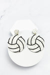 GLITTER LEATHER SPORTS BALL POST EARRING