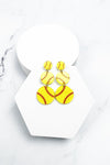 THREE DROP SPORTS BALL ACRYLIC POST EARRING