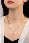 2 row herringbone chain and agate pendant necklace