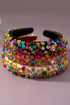 luxury puffy headband with flower and rhinestones