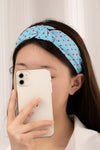 knotted fabric headbands with embroidered dots