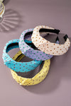 knotted fabric headbands with embroidered dots