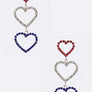 Patriot Color Rhinestone Heart Drop Earrings
