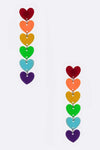 Rainbow Color Heart Drop Acrylic Earrings