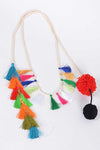 Mix Tassel Pompom Tie Belt